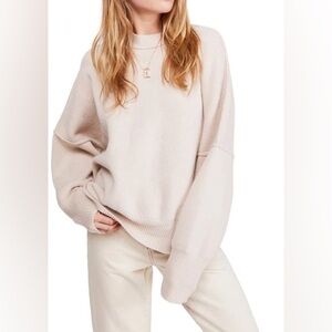 Free People Easy Street Pullover Tunic Sweater Beige Women Size L NWT